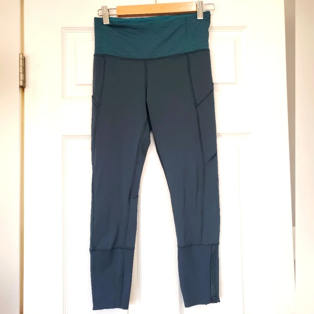 Lululemon Rebel Runner Crop Dark Fuel  Forage Teal Size:6